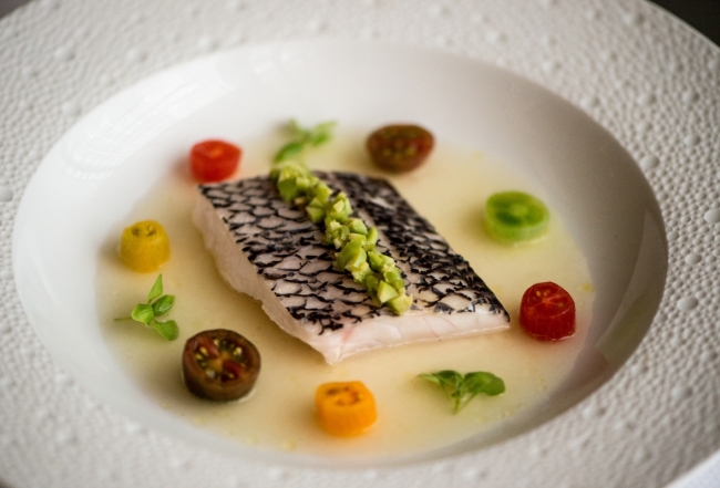 Eric Ripert Steamed Black Bass with Heirloom Tomatoes