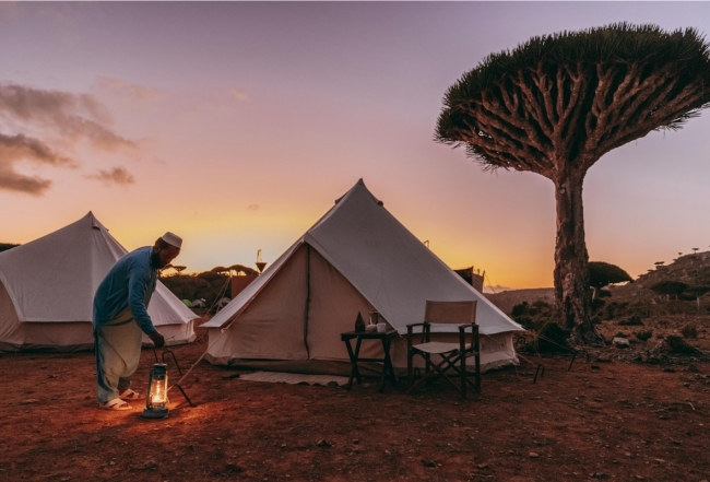 Camp tent with lanterns Socotra