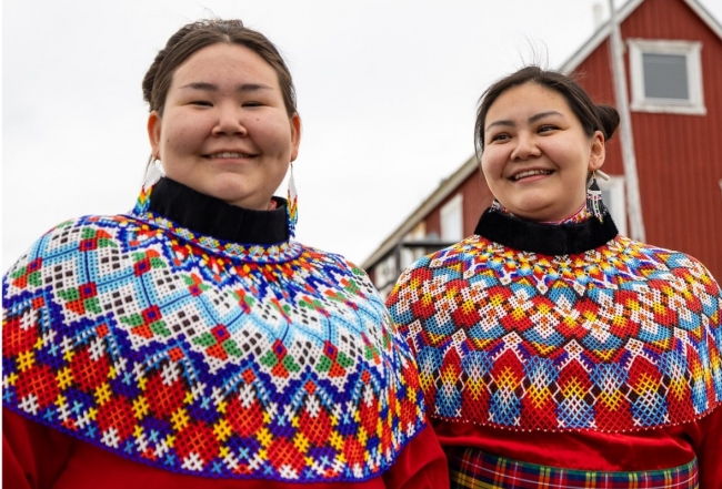 Local women in traditional dress Greenland